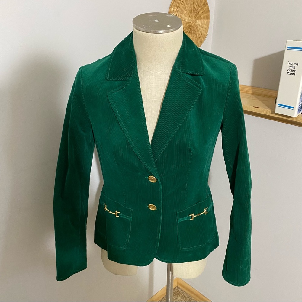 Talbots Emerald Blazer with Gold Buttons